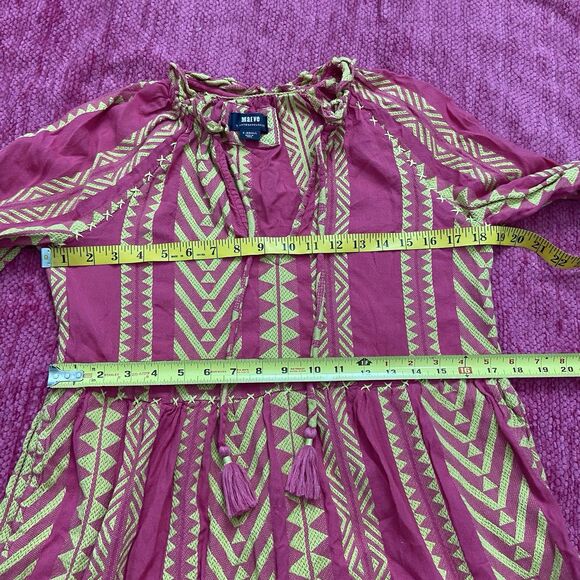 Maeve Anthropologie Dominique Tunic Dress Tassel Tie Neck Pockets Pink Size XS - Picture 12 of 14